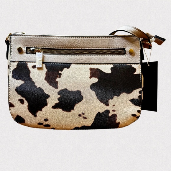 Le Miel Handbags - Le Miel Cream And Cow Print Crossbody Women's Bag-NWT